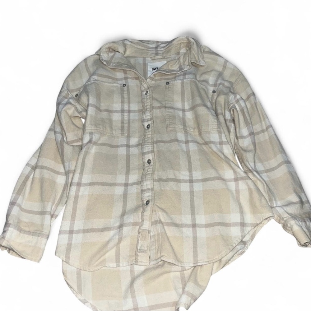 Aerie Beige Plaid Shirt
